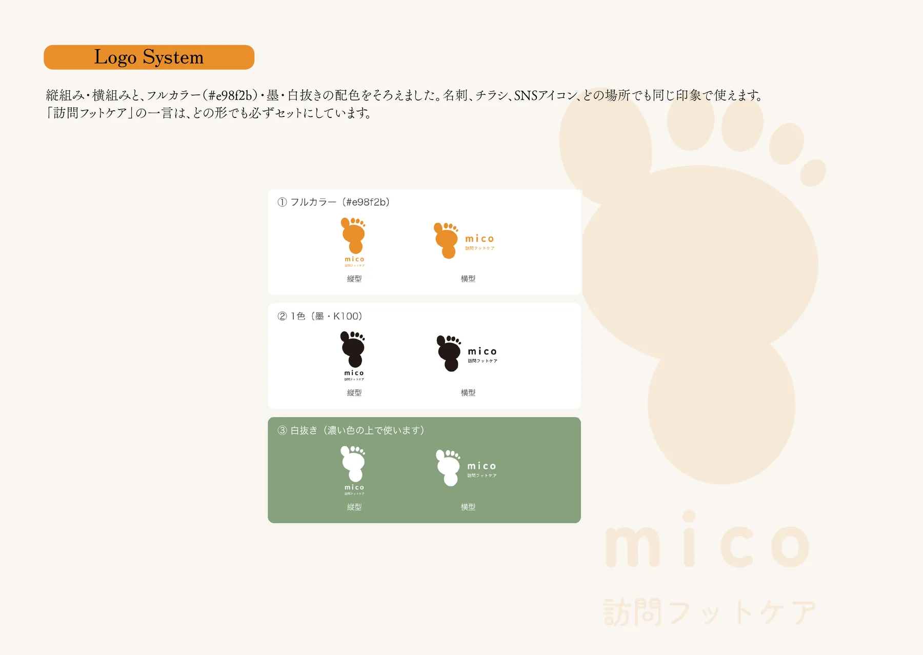 訪問フットケア「mico」 制作紹介 4／7